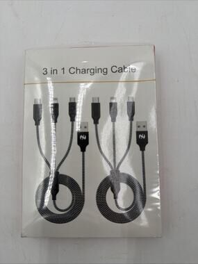Multi Charging Cable 6Ft 2Pack 3 in 1 Charger Cord, Multiple Rapid Nylon Braided